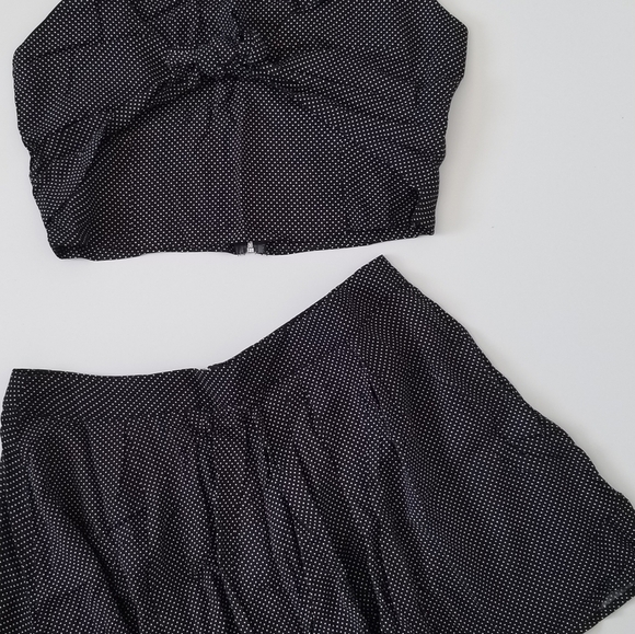 2 Piece Black and White Polka Dot Top & Shorts Set - Picture 2 of 9